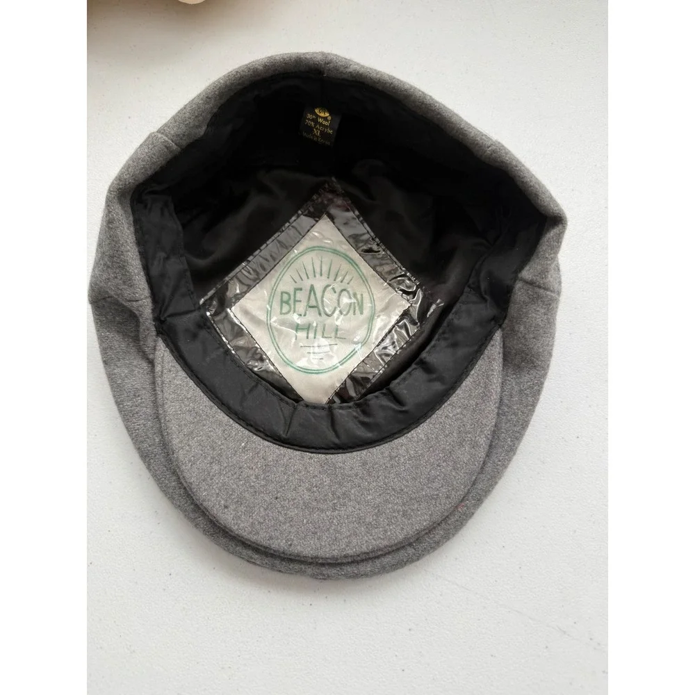 Beacon Hill Mens Gray Wool Blend Flat Cap Newsboy Ivy Hat XL Made in Korea